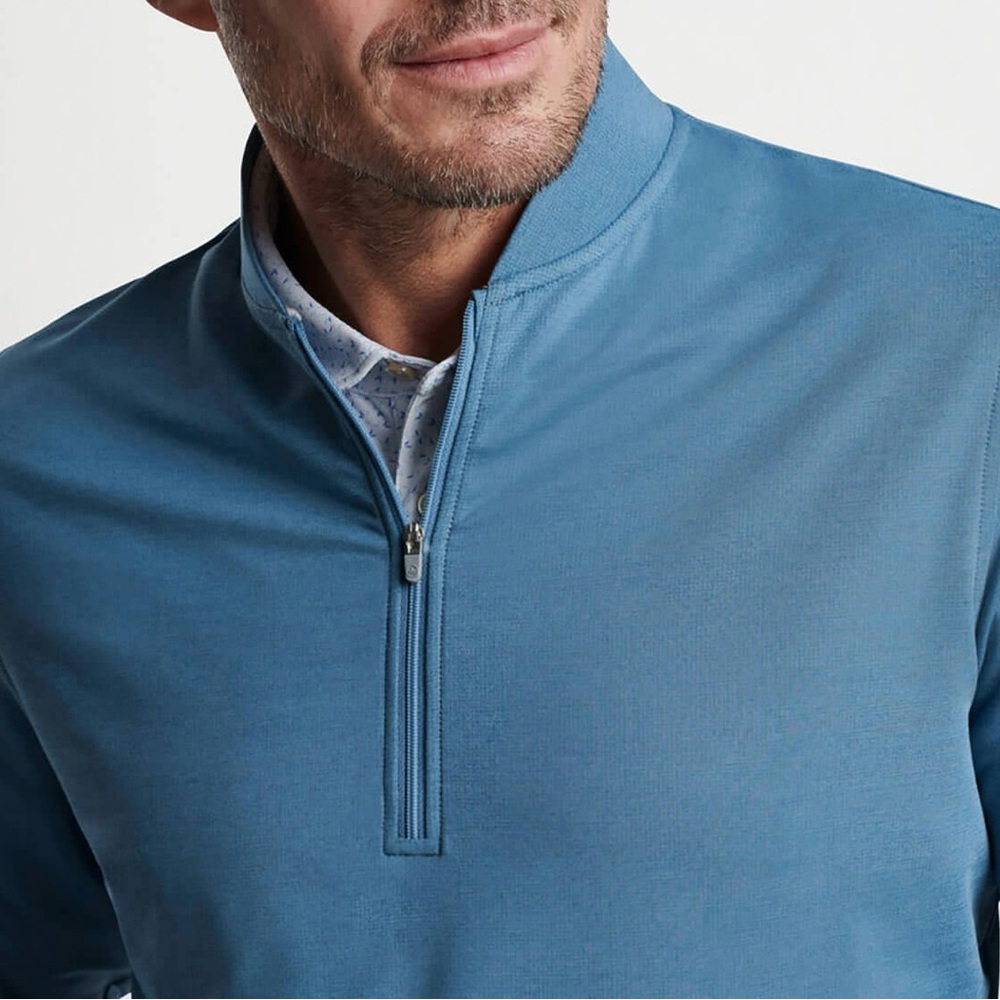 Peter Millar Rainfall Blue Ross Performance Baseball Collar Quarter Zip MF23EK44 - Picture 3 of 5